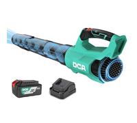 DCA Souffleur de Feuilles sans Fil 20V avec Moteur Brushless, Débit d'air 820 m³/h & 193 km/h, Batterie 4.0Ah Incluse, Ultra-Léger 1,5kg, Variateur de Vitesse pour Jardin, Allées et Poussière