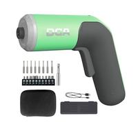 DCA Tournevis électrique 4V, 5 N·M avec batterie Li-ion 2000 mAh, mandrin hexagonal magnétique 6,35 mm, câble de charge USB-C, 18 embouts pour réparations de meubles, vert ADPL05-5