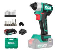 DCA Visseuse à Chocs sans Fil 158 Nm, Contrôle à 3 Niveaux, Autoperforant | Hexagone 1/4", Moteur sans Balais, Poignée Souple, Design Compact, 1 Batteries 2,0 Ah pour Assemblage Meubles, ADPL158ADM