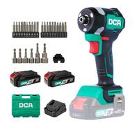 DCA Visseuse à Chocs Sans Fil 206 Nm pour Serrer et Desserrer Les Vis | 3 Vitesses et Couples, Moteur sans Balais, Hexagone 1/4", Mode Autoperçant, 2 ×2,0 Ah, Bricolage & Ameublement, ADPL206AM