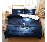 DCABEIOOE Avion de passagers 3D Imprimé Housse De Literie Junior avec Taie d'oreiller King（220x240cm）