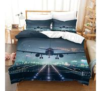 DCABEIOOE Avion de passagers 3D Imprimé Housse Ensemble De Literie avec Parure De Lit Enfant Réversible pour Garçons Et Filles Double（200x200cm）