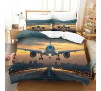DCABEIOOE Avion de passagers 3D Imprimé Housse Ensemble De Literie avec Parure De Lit Réversible avec Housse De Et Taies d'oreiller King（220x240cm）
