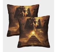 DCABEIOOE Le Pharaon Lot De 2 Égypte Housse Coussin Coussin Canapé pour Canapé Maison Salon Chambre Décoration D'intérieur 50x50cm