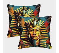 DCABEIOOE Le Pharaon Lot De 2 Égypte Housse Coussin Moderne Taies d'oreiller Decoration Maison Salon Chambre pour Canapé Chaise 50x50cm