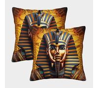 DCABEIOOE Le Pharaon Lot De 2 Égypte Housse Coussin Taie d'oreiller en D'extérieur Housse De Coussin Décoration pour Chambre, Canapé, Chaise, Lit,Jardin 50x50cm