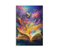 DCABEIOOE Livres magiques Murale Décoration Murale Image Sur Toile Tableau Impression Sur Toile Pour Chambre Et Couloir Premium 16x24inch(40x60cm)