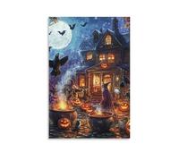 DCABEIOOE Village Halloween Murale Décoration Murale Image Sur Toile Tableau Impression Sur Toile Pour La Décoration De La Maison 16x24inch(40x60cm)