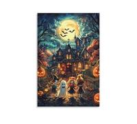 DCABEIOOE Village Halloween Murale Décoration Murale Image Sur Toile Tableau Impression Sur Toile Pour Salon Chambre Décorations 20x30inch(50x75cm)