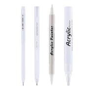 Dcaknri 4 pièces marqueur de peinture acrylique blanc stylo marqueur acrylique résistant à l'eau pour dessiner sur papier croquis Scrapbooking marqueurs blancs polyvalents