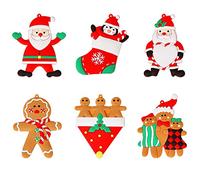 Dcaknri 6X Jolies Figurines en Pain D'épices Ornements Décoration Suspendue d'arbre De Noël avec Trou Et Corde pour Décor De Fête De Noël Bricolage Ornements Suspendus d'arbre en Plein Air