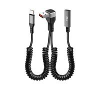 Dcaknri 90° Angled 66W Fast Spring Cable, Adjustable 35-150cm PVC Metal Coiled Cord for Car PC Mobile Power Bend Resistant USB Splitter Cable