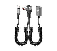 Dcaknri 90° Angled 66W Fast Spring Cable, Adjustable 35-150cm PVC Metal Coiled Cord for Car PC Mobile Power Bend Resistant USB Splitter Cable