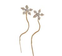 Dcaknri Bijoux faits main pour femme, boucles d'oreilles pendantes élégantes florales avec strass étincelants longs glands pour femmes accessoires de bijoux de fête