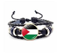 Dcaknri Bracelets en cuir avec drapeau de la Palestine - Perles tissées multicouches - Pour homme et femme - Bijoux de mode - Goût de mode personnel, taille unique, Comme décrit