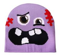 Dcaknri Chapeau de tête de mort unisexe polyvalent pour activités de plein air avec motif de visage parodique, pull unisexe tissé crâne, chapeaux tricotés pour hommes, violet, taille unique