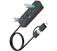 Dcaknri Concentrateurs USB à 7 ports avec indicateurs LED - Design remplaçable à chaud pour double prise USB A C - Hub de transfert haute vitesse