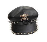 Dcaknri Crâne Bérets Unisexe Peintre Chapeau Pour Filles PU Cabbie Pour Loisirs En Plein Air Foncé PU Hip Hop Punk Chapeaux Pour Hommes