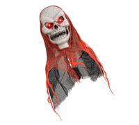 Dcaknri Décorations d'Halloween en forme de tête de mort, décoration de fête pour cour, jardin, fenêtre, poupée d'esprit terrifiante résistante aux intempéries pour fille