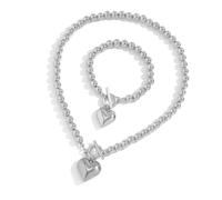 Dcaknri Ensemble De Bijoux À La Mode Pour Femmes Breloque En Forme Cœur Chaîne Perles Accessoires Faits À La Main Longueur Réglable Collier Collier Tendance Pour Femmes