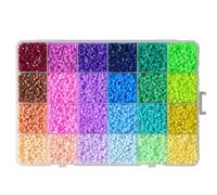 Dcaknri Ensemble De Perles De Puzzle Multicolores De 2.6mm Ensemble Artisanal De 24 Perles En Plastique De Couleur Avec Étui De Rangement Pour Le Développement Des Compétences Motrices Des