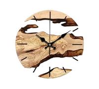 Dcaknri Horloge Murale À Quartz Silencieuse Grains De Bois Vintage avec Verre Trempé Transparent Piles pour Les Décors Chambre Coucher Salon Horloge Murale Ronde