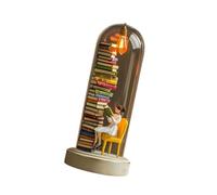 Dcaknri Lampe De Bureau en Résine pour Amoureux des Livres Éclairage LED Lecteur Miniature Sculpture Décoration De Bureau Veilleuse pour Coin De Lecture Lumière Multifonctionnelle d'angle De Lecture