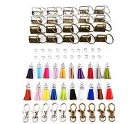 Dcaknri L'ensemble comprend 20 crochets porte-clés fendus en cuir, 10 pièces pour crochet, pompons, anneaux en vrac pour femme