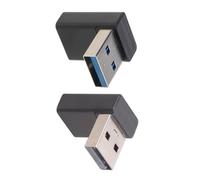 Dcaknri Lot de 2 adaptateurs USB 3.0 90 degrés vers le haut mâle vers femelle 15 W pour ordinateur portable PC noir coupleur mâle vers femelle
