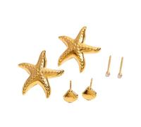 Dcaknri Lot de 3 paires de boucles d'oreilles à tige empilables en forme d'étoile de mer pour femme
