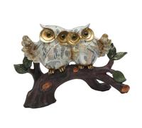 Dcaknri Ornement De Hibou Exquis avec d'eau Résine Détaillée Perchée sur Une Branche d'arbre Sculpture pour Exposition À La Maison