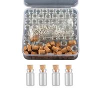 Dcaknri Pack De 50 Bouteilles en Verre Transparent avec Bouchons Liège Accessoire Pendentif Bouteille Verre Unique Fourniture Bijoux Élégants Bouchons Liège