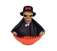 Dcaknri Porte-bonbons squelette activé par le mouvement avec crâne hurlant et yeux rouges lumineux pour décorations d'Halloween bol bol bol avec détecteur de mouvement