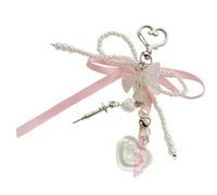 Dcaknri Porte-clés avec nœud en fausses perles - Accessoire élégant pour femme - Pour un usage quotidien - Élégant sac à dos - Pendentif élégant, Amour transparent, taille unique