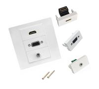 Dcaknri Prise murale multimédia HDTV VGA 3,5 mm 86 mm pour une installation facile sans soudure dans les maisons, cinéma, PC, panneau mural en métal