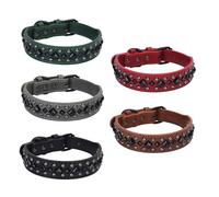 Dcaknri Styles De Cuir Cou pour Animaux Compagnie Collier Doux Et Confortable Chien Rivets Réglables Vêtements Chien en Cuir