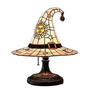 Dcaknri Veilleuse d'Halloween en forme de chapeau de sorcière fabriquée à la main en résine - Charme mystérieuse - Brille d'ambiance - Pas de montage - Lumières d'Halloween
