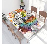 DCARSETCV Avantage du cerveau gauche et droit - Nappe imperméable imprimée de 1,2 m avec bords élastiques - Protège et décore votre table - Résistante à l'huile - Lavable - Pour dîner, pique-nique