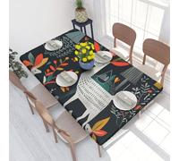 DCARSETCV Nappe imperméable à imprimé d'animaux scandinaves de 1,2 m avec bords élastiques pour protéger et décorer votre table, résistante à l'huile et lavable, pour dîner, pique-nique, fête