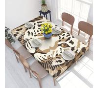 DCARSETCV Nappe imperméable à motif léopard marron de 1,2 m avec bords élastiques pour protéger et décorer votre table, nappe lavable résistante à l'huile pour dîner, pique-nique, fête