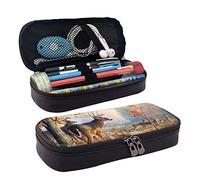 DCARSETCV Trousse à crayons avec motif patte de chien - Jolie trousse à crayons en cuir synthétique - Cadeau pour adultes, adolescents, écoliers, garçons, Art de la faune et du cerf, Taille unique,