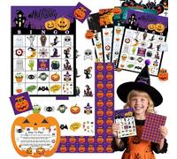 dcas Cartes de Jeu de Bingo d'halloween, Cartes de Bingo en Papier - 24 Joueurs, Bing-o d'halloween, Je-u de Cartes de Bing-o pour Enfants pour Jeux de Fête d'H-alloween, Car-Te de B-ingo pour Enfant