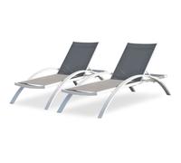 DCB GARDEN Chaise longue en aluminium et textilène Barcelona - Taupe