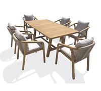 DCB GARDEN Ensemble Repas de Jardin Serena (170x90 cm) 6 Places en Bois d'acacia - Wood
