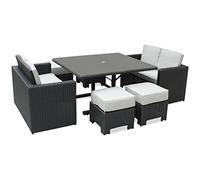 Salon repas de jardin encastrable 8 personnes noir OCEANE DCB GARDEN