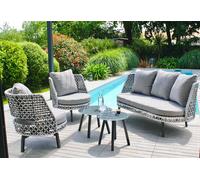 Salon de Jardin 4 Places en Résine "Agadir" 156cm Gris