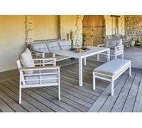DCB Garden Salon de Jardin Haut 7 Places en Aluminium Cayenne Blanc - CAYENNE-S3