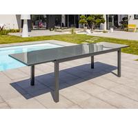 DCB Garden Table de Jardin Extensible Aluminium et Verre Tolede 200/300 cm - TOLEDE-TB300-NOIR