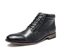 Dcbdx Homme Botte Cuir de Vachette Classique Bottes Chukka Classiques Bottes de Chelsea avec Lacets,Noir,47 EU