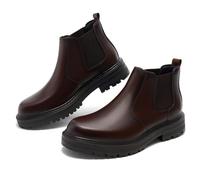 Dcbdx Homme Leather Boot à Enfiler Bottes de Moto Classiques Bottes de Chelsea Classiques en Cuir de Vachette,café,EU42